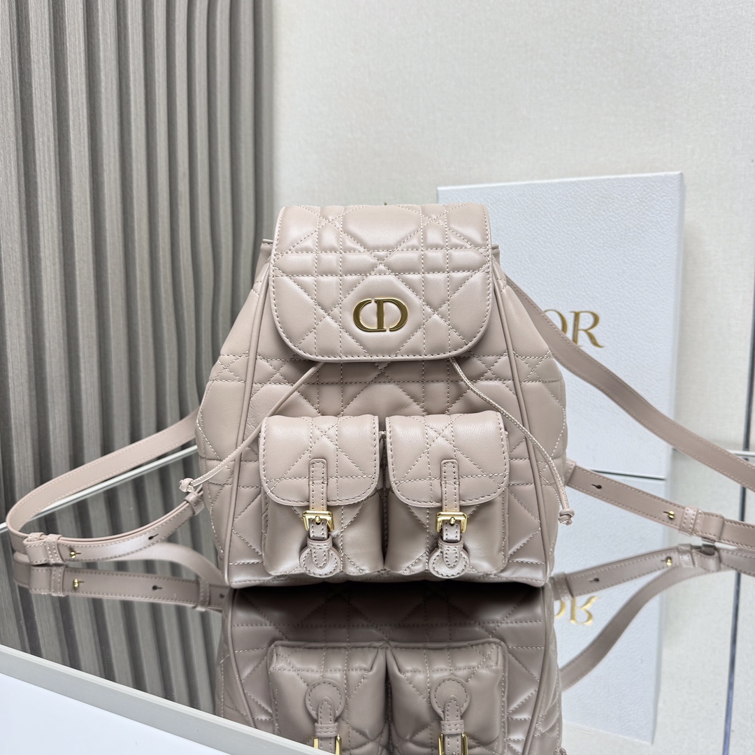 Dior Caro Backpack Medium Sheepskin Replica Bags