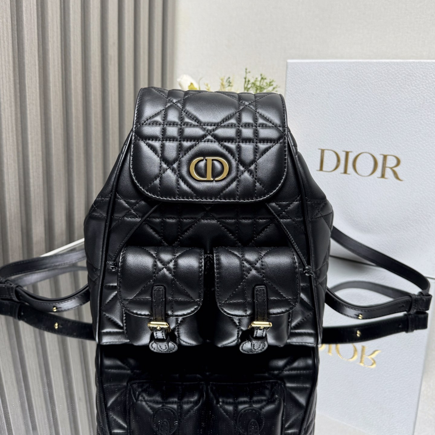 Dior Caro Backpack Medium Sheepskin Replica Bags