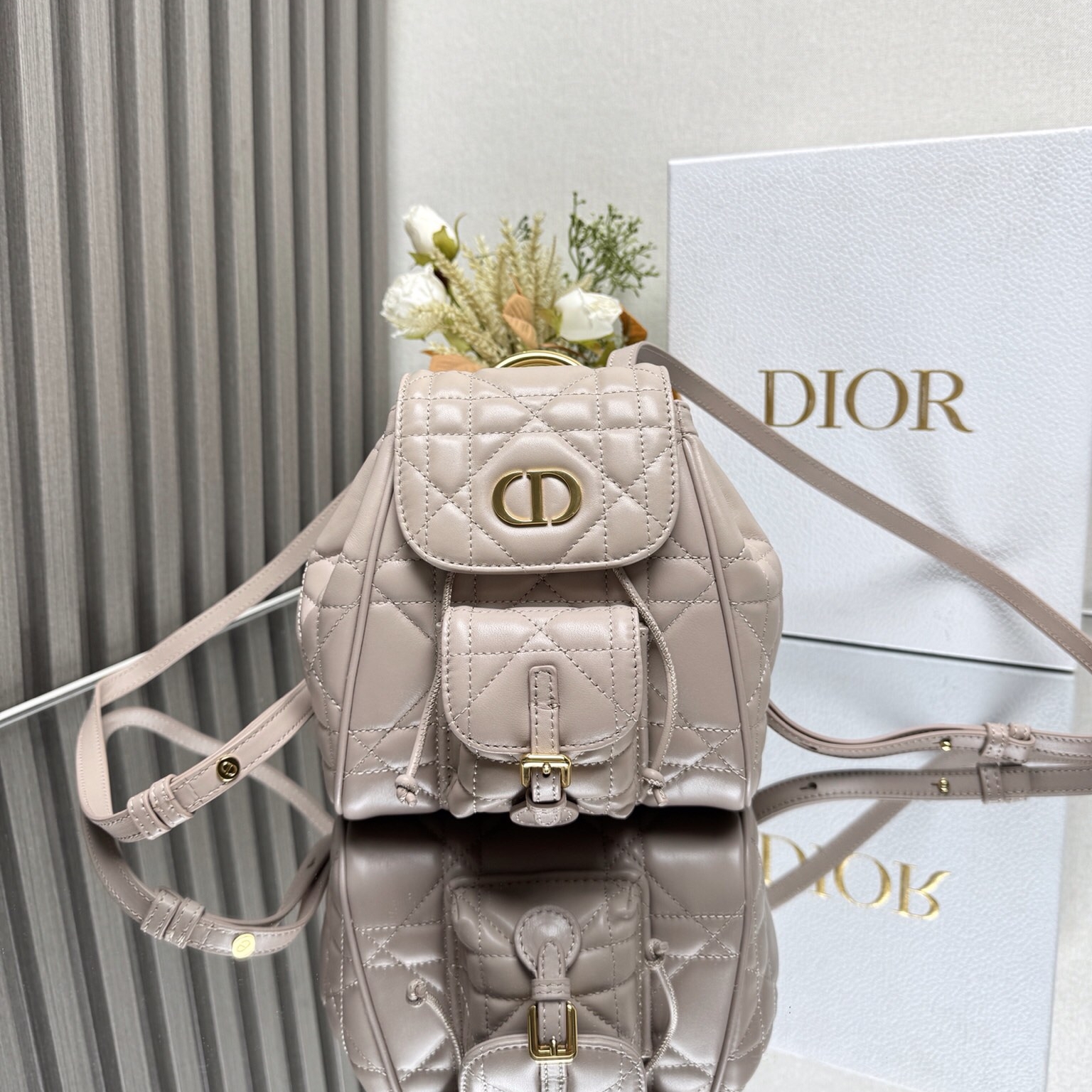 Dior Caro Backpack Small Sheepskin Replica Bags