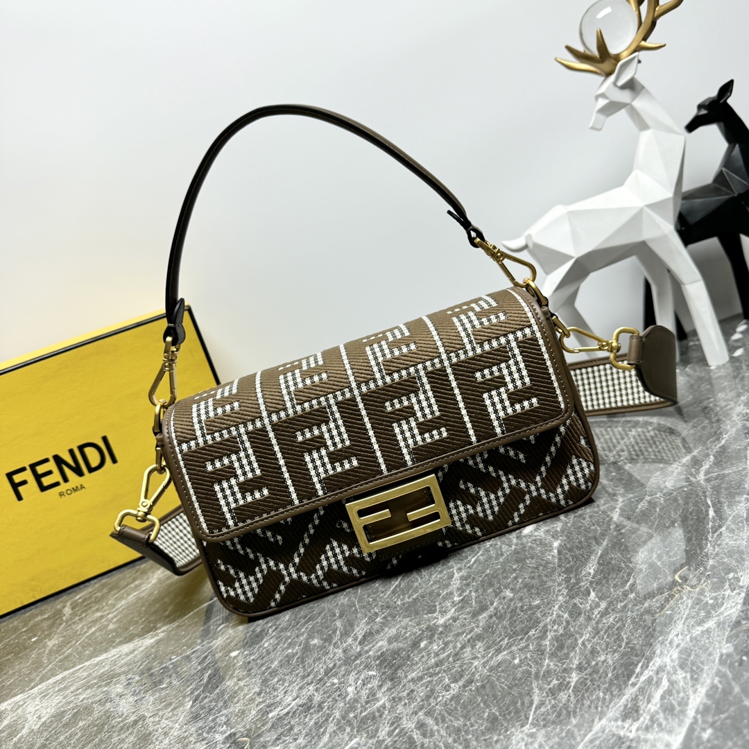 Fendi Baguette Splicing Medium Cowhide Replica Bags