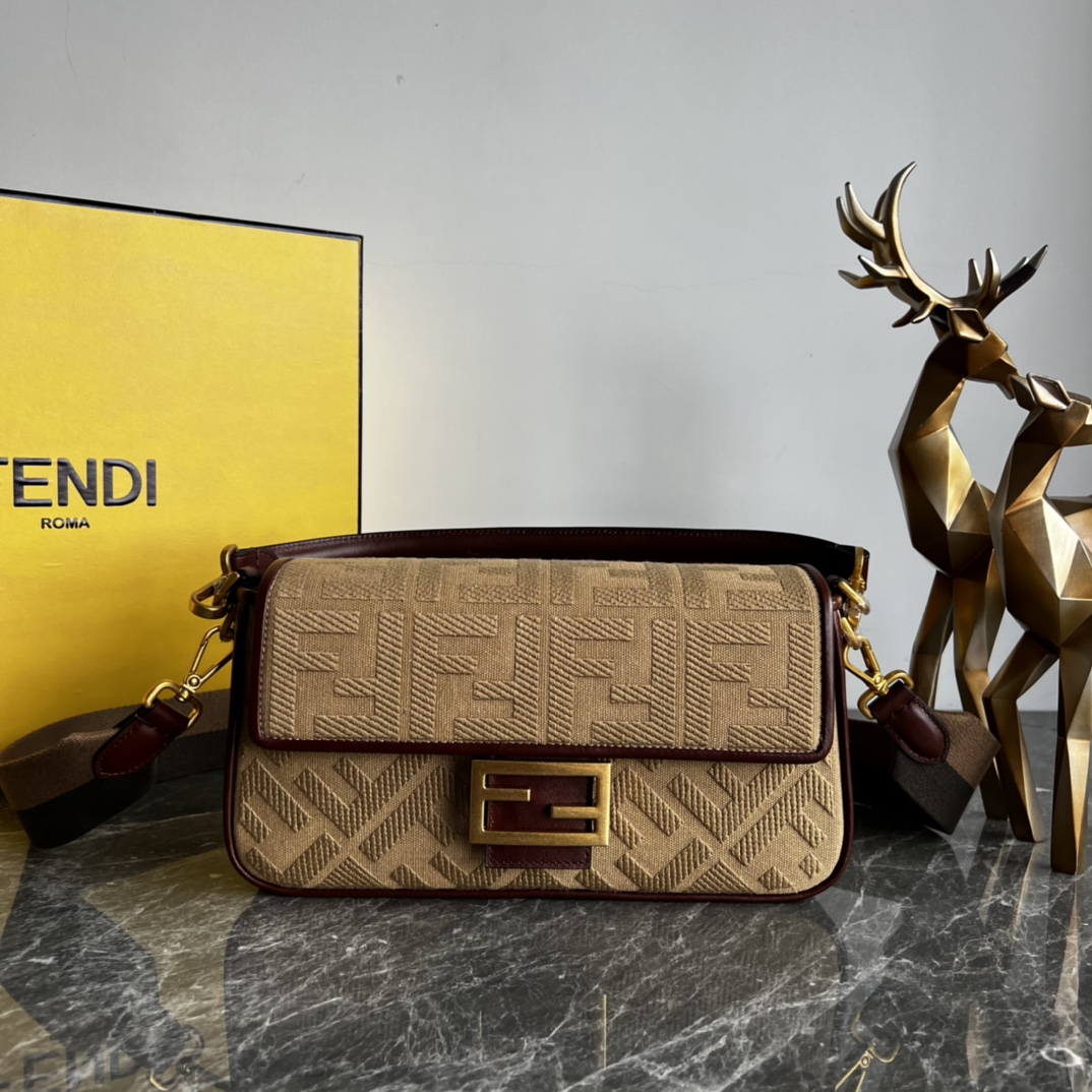 Fendi Baguette Splicing Medium Cowhide Replica Bags