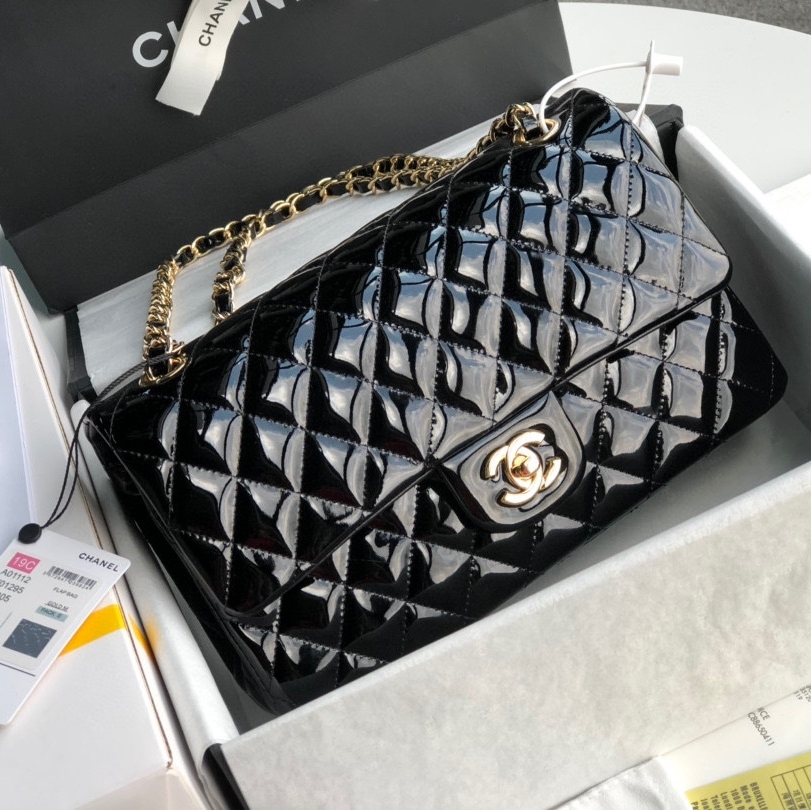 Chanel Classic Flap CF Patent Leather Medium Cowhide Replica Bags