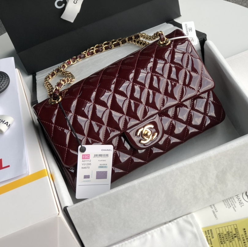 Chanel Classic Flap CF Patent Leather Medium Cowhide Replica Bags