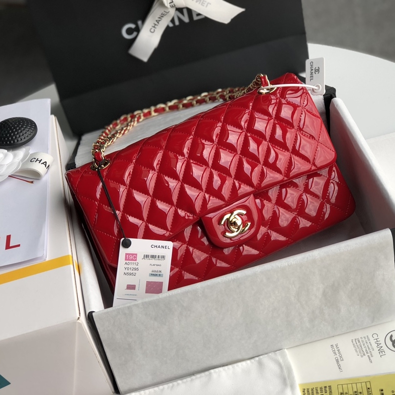 Chanel Classic Flap CF Patent Leather Medium Cowhide Replica Bags