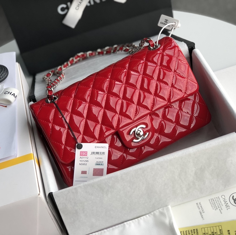 Chanel Classic Flap CF Patent Leather Medium Cowhide Replica Bags