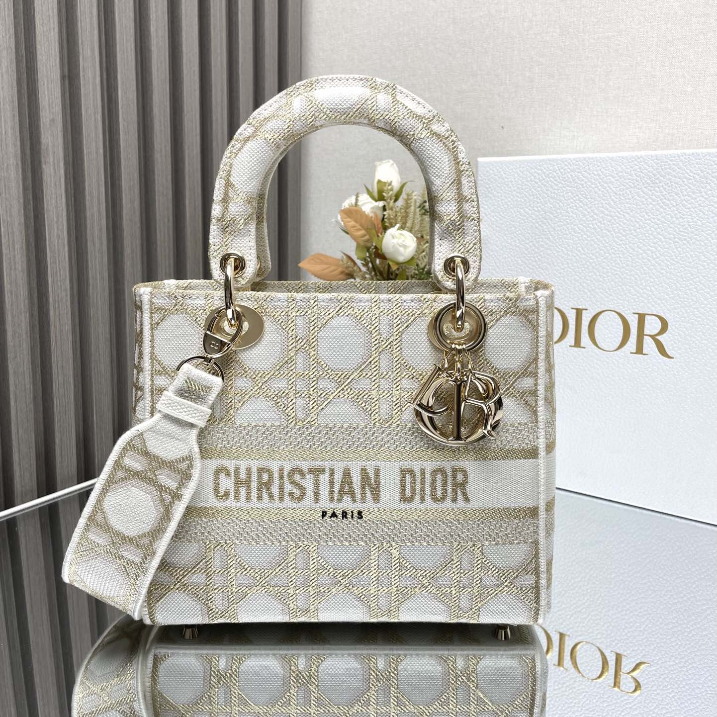 Dior Lady Dior Medium Embroidery Replica Bags