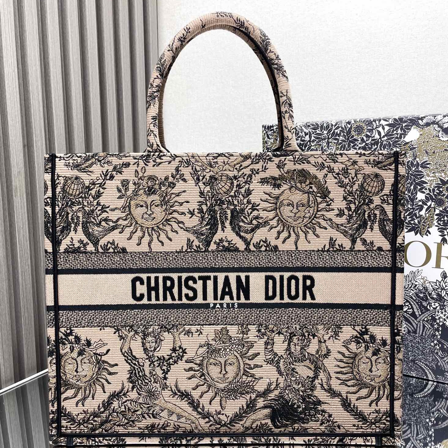 Dior Book Tote Large Embroidery Replica Bags