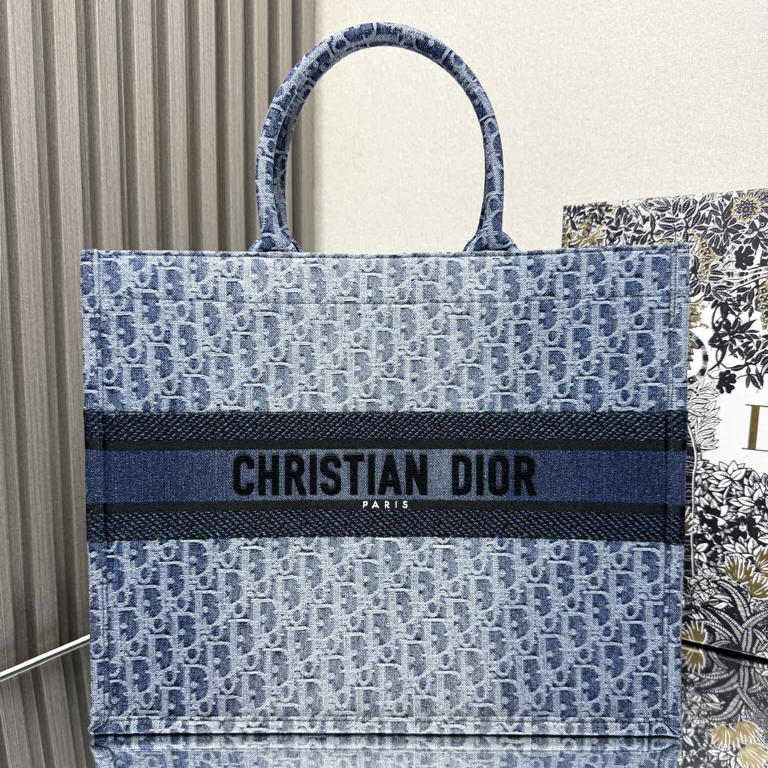 Dior Book Tote Large Embroidery Replica Bags